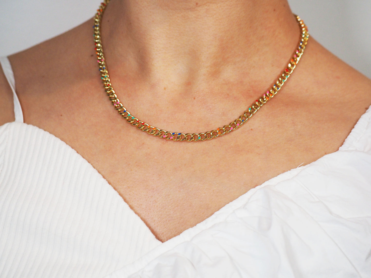 Necklace Chain with colors Gold plated 18k