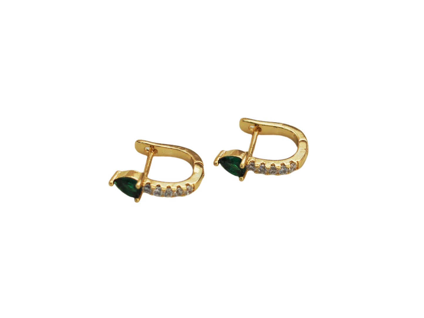 Green Zircons Huggies - Gold Plated 18k