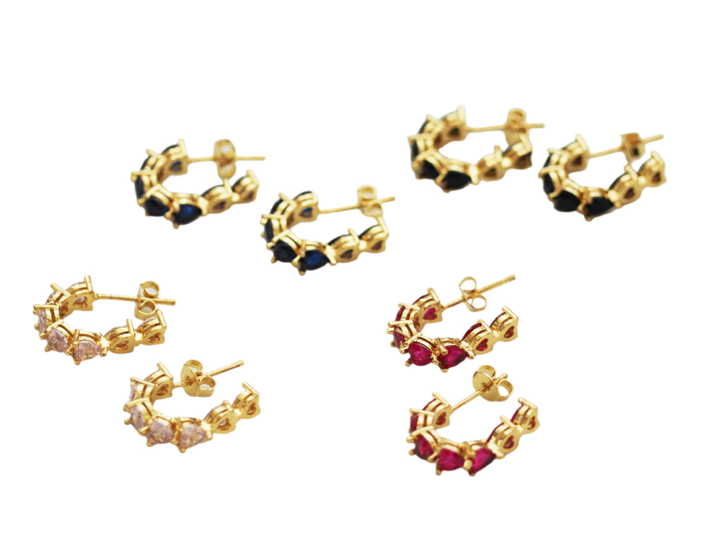 Huggies Zircons Shape of Heart – 18K Gold Plated