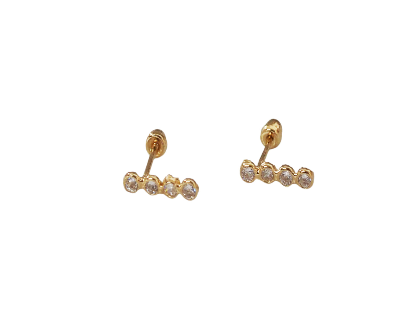 Stick Earrings with Zircons Gold Plated 18k