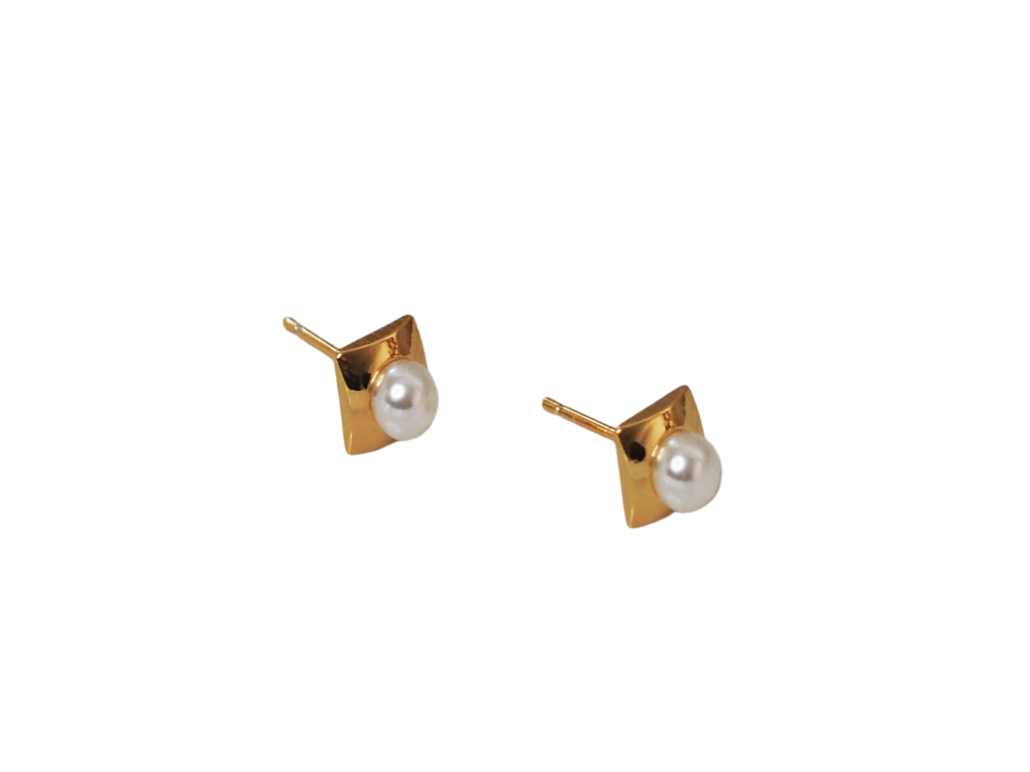 Pearl Square Earrings - Gold Plated 18k