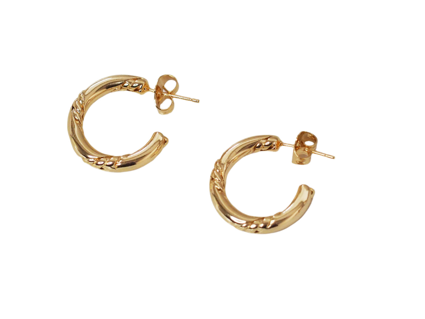 18k Gold Plated Hoop Earrings with Classic Lines