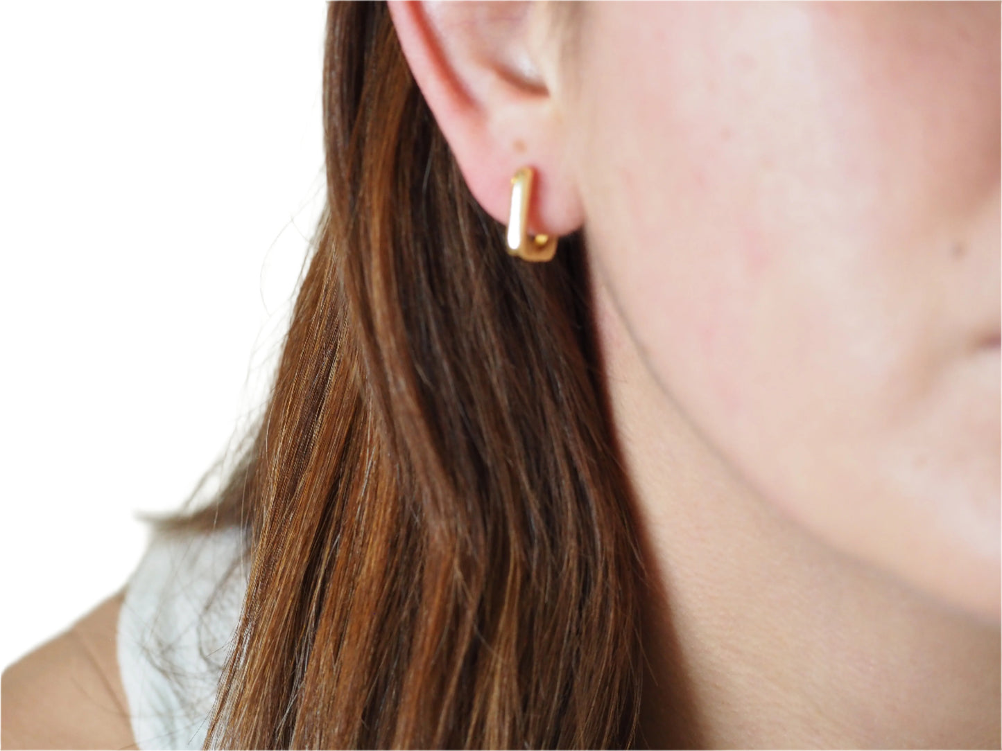 Huggies Square Classic Earrings Gold Plated 18k