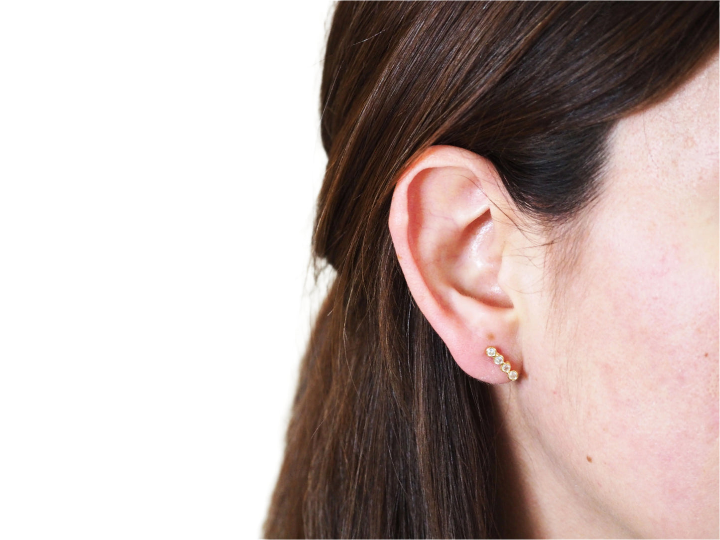 Stick Earrings with Zircons Gold Plated 18k