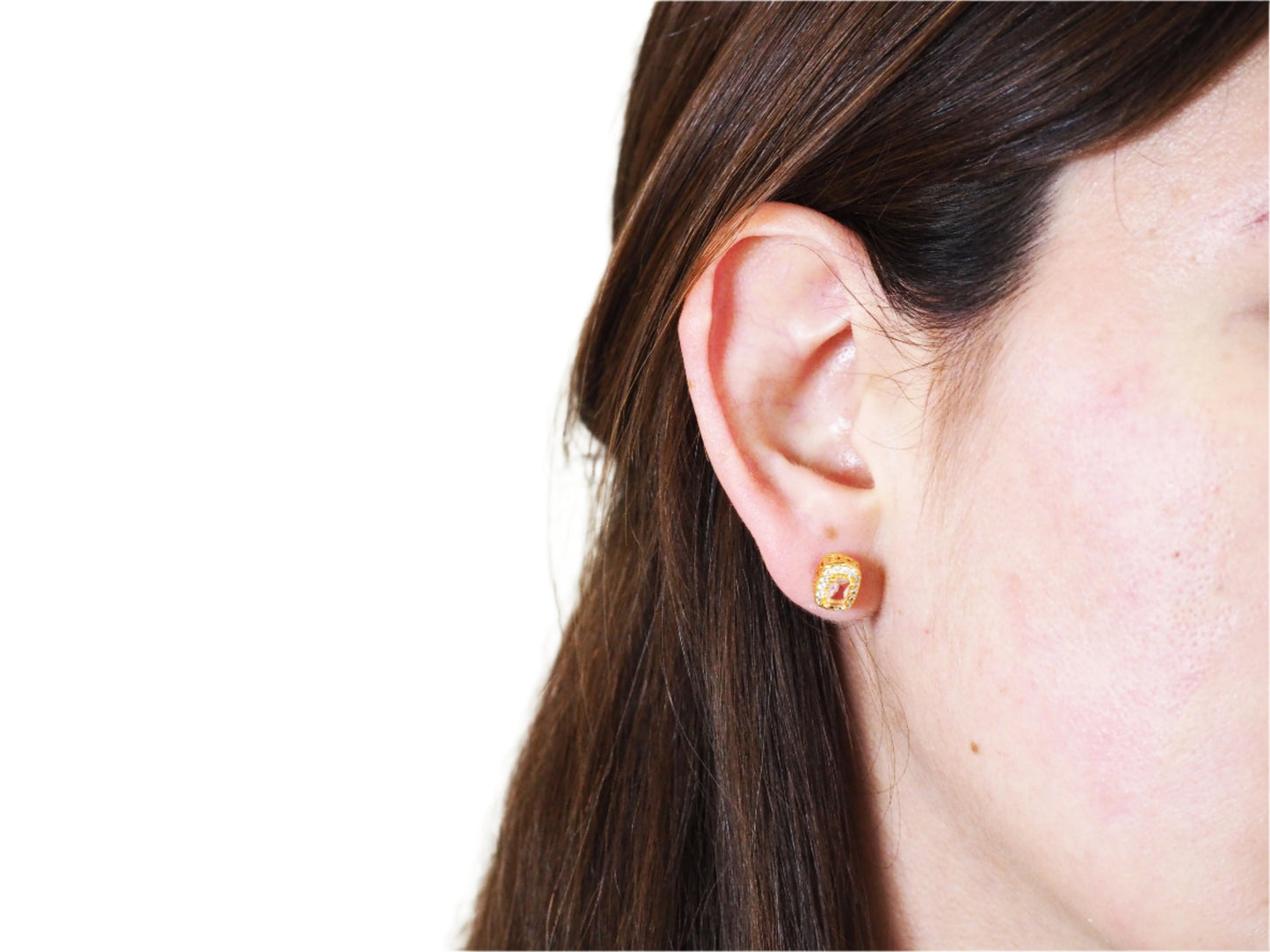 Elegant Square Color Zirconia Earrings Gold Plated 18k