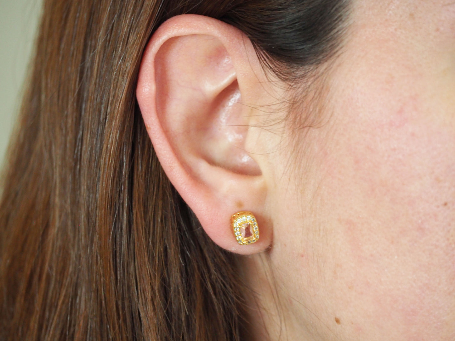 Elegant Square Color Zirconia Earrings Gold Plated 18k