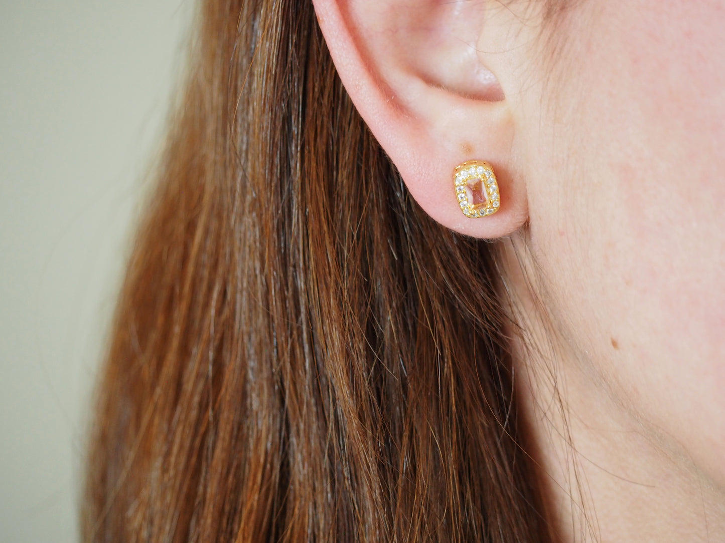 Elegant Square Color Zirconia Earrings Gold Plated 18k