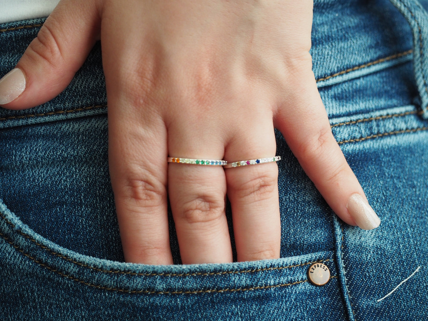 Beautiful Ring with Multi-Color Zirconia in Sterling Silver 925