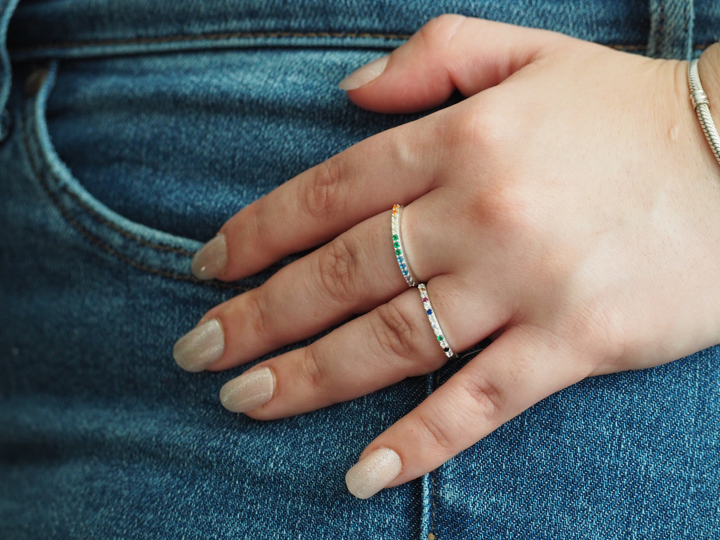 Rainbow Zirconia Ring Sterling Silver 925