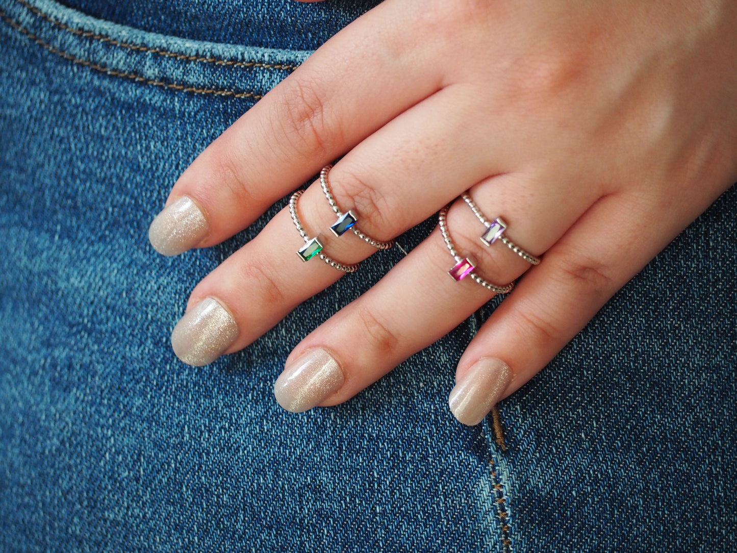 Green Zirconia Ring Sterling Silver 925