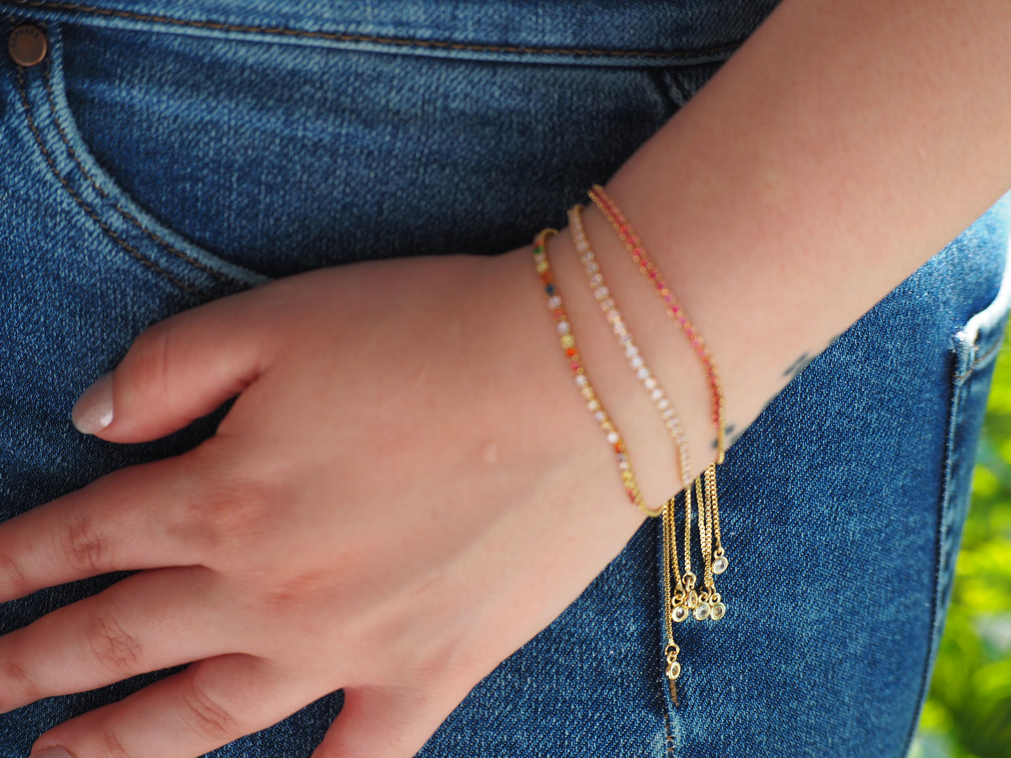 Multi-Color Bracelet with Zirconia in Gold Plated 18k