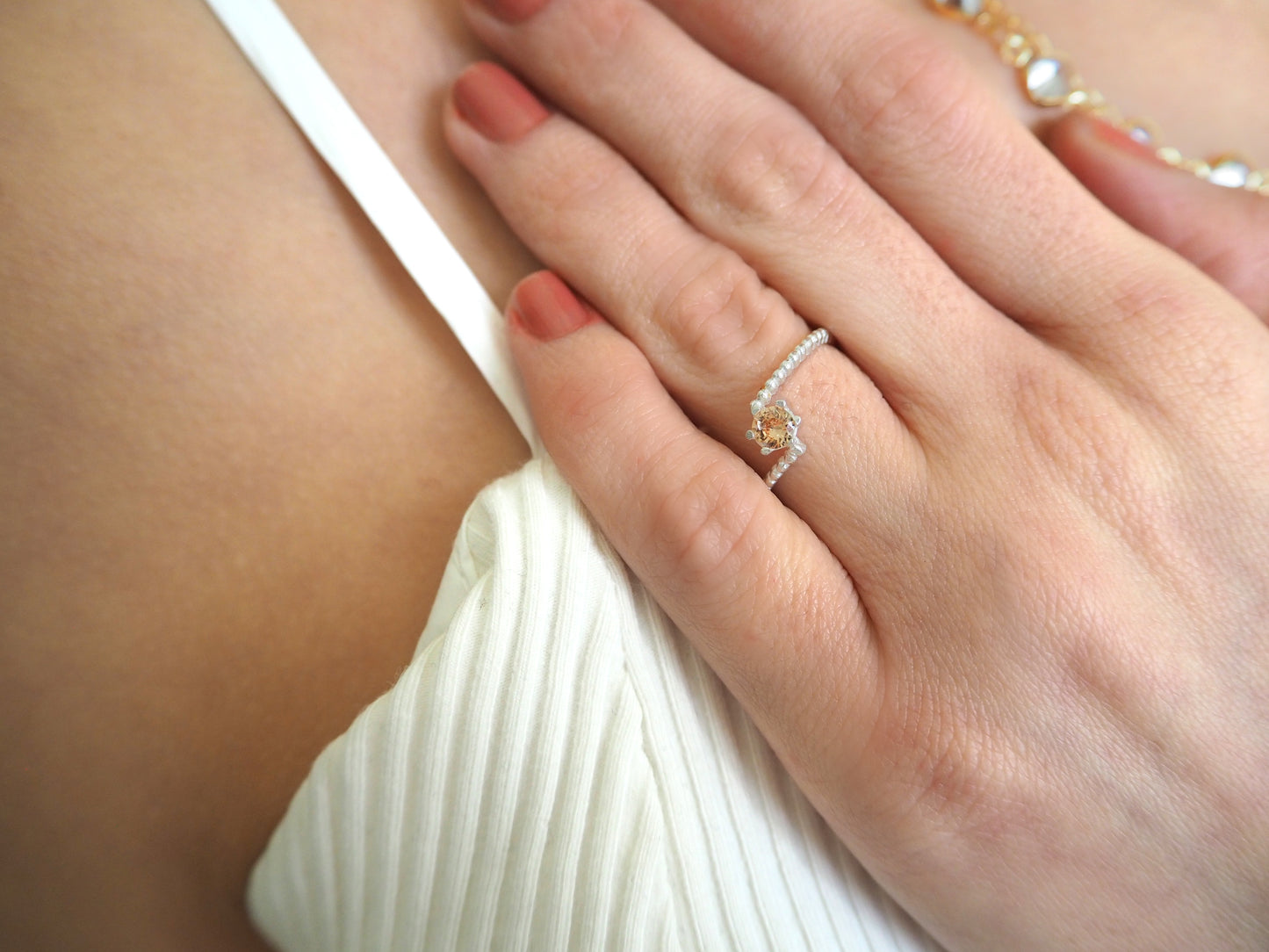 Beautiful Ring with Yellow Zirconia in Sterling Silver 925