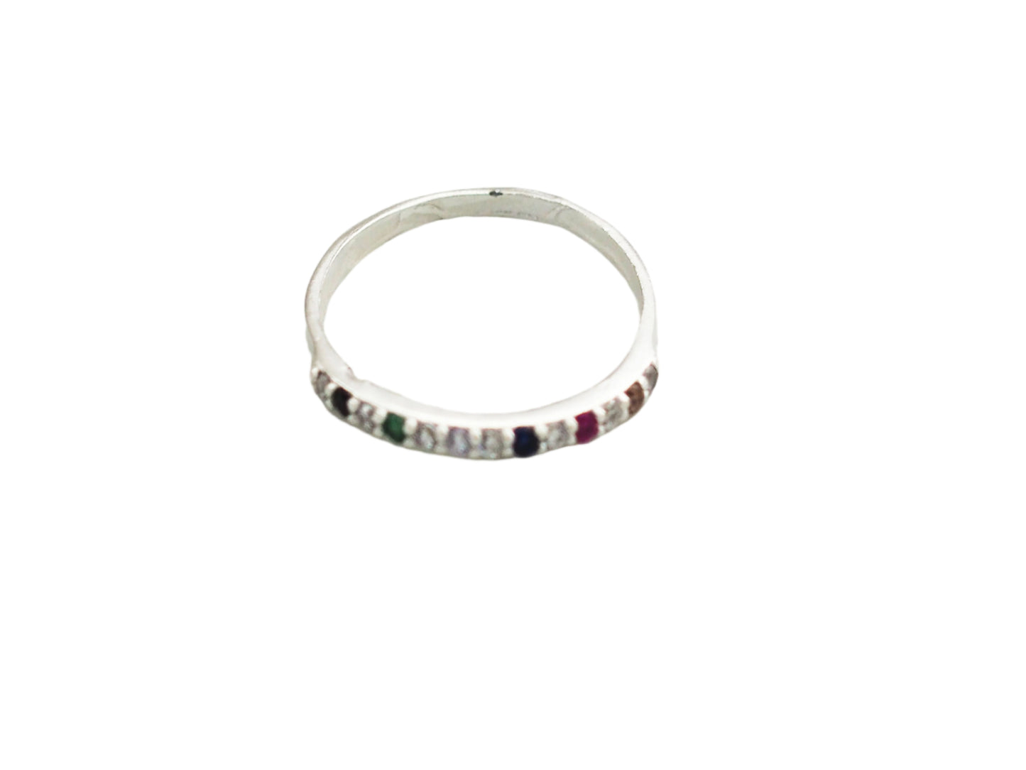 Beautiful Ring with Multi-Color Zirconia in Sterling Silver 925