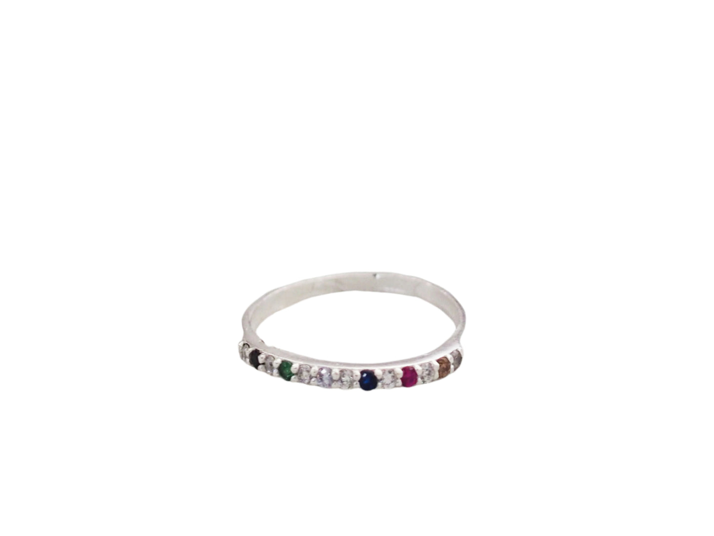 Beautiful Ring with Multi-Color Zirconia in Sterling Silver 925