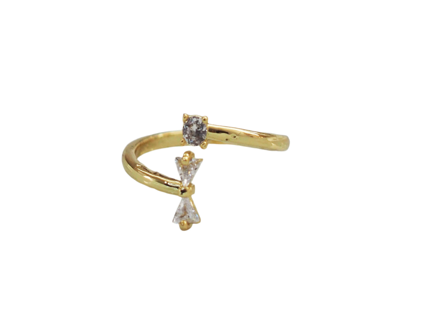 Beautiful Bow Ring with Zircon Gold Plated 18k
