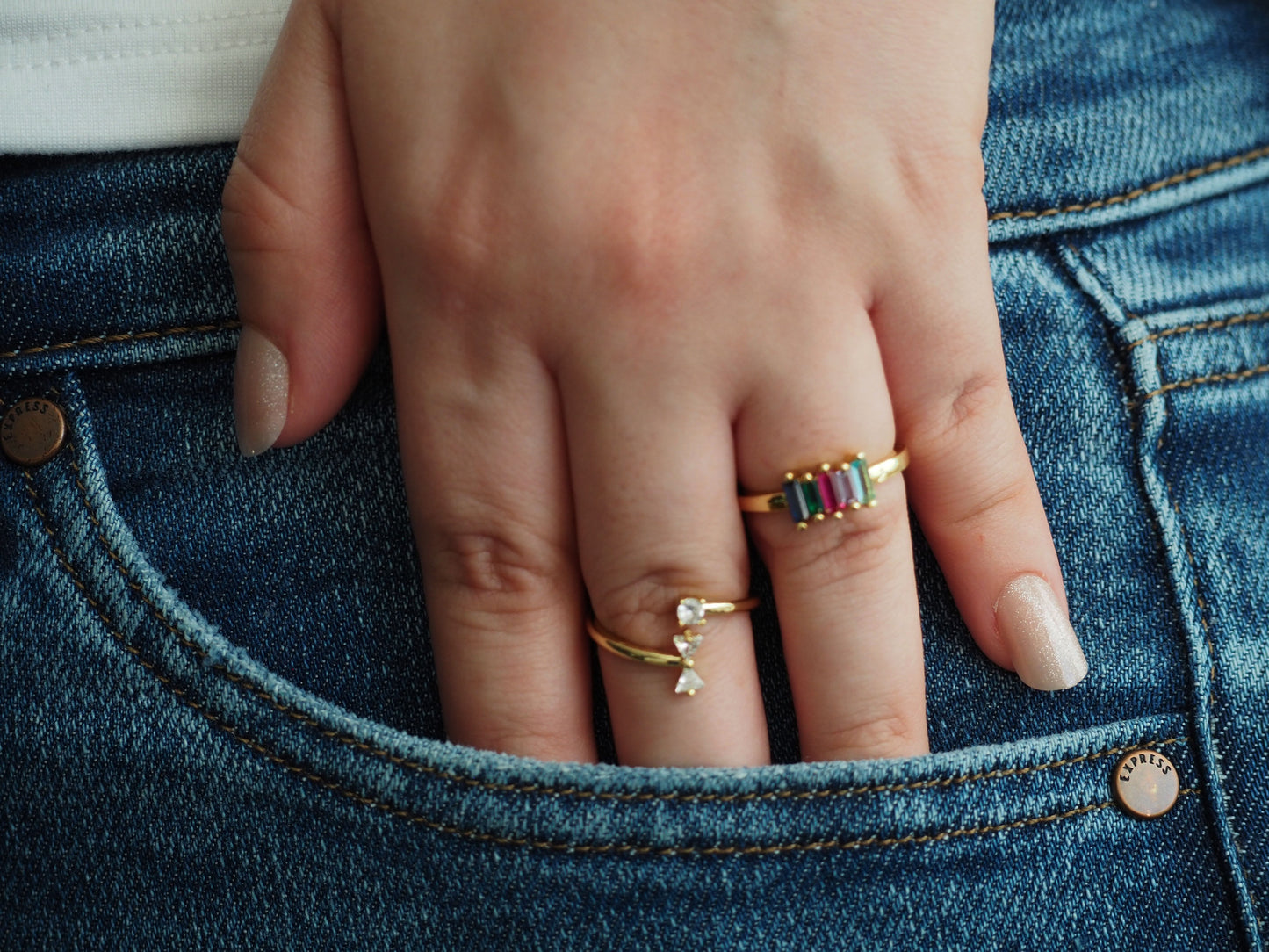Beautiful Multi-Color Zircon Ring Gold Plated 18k