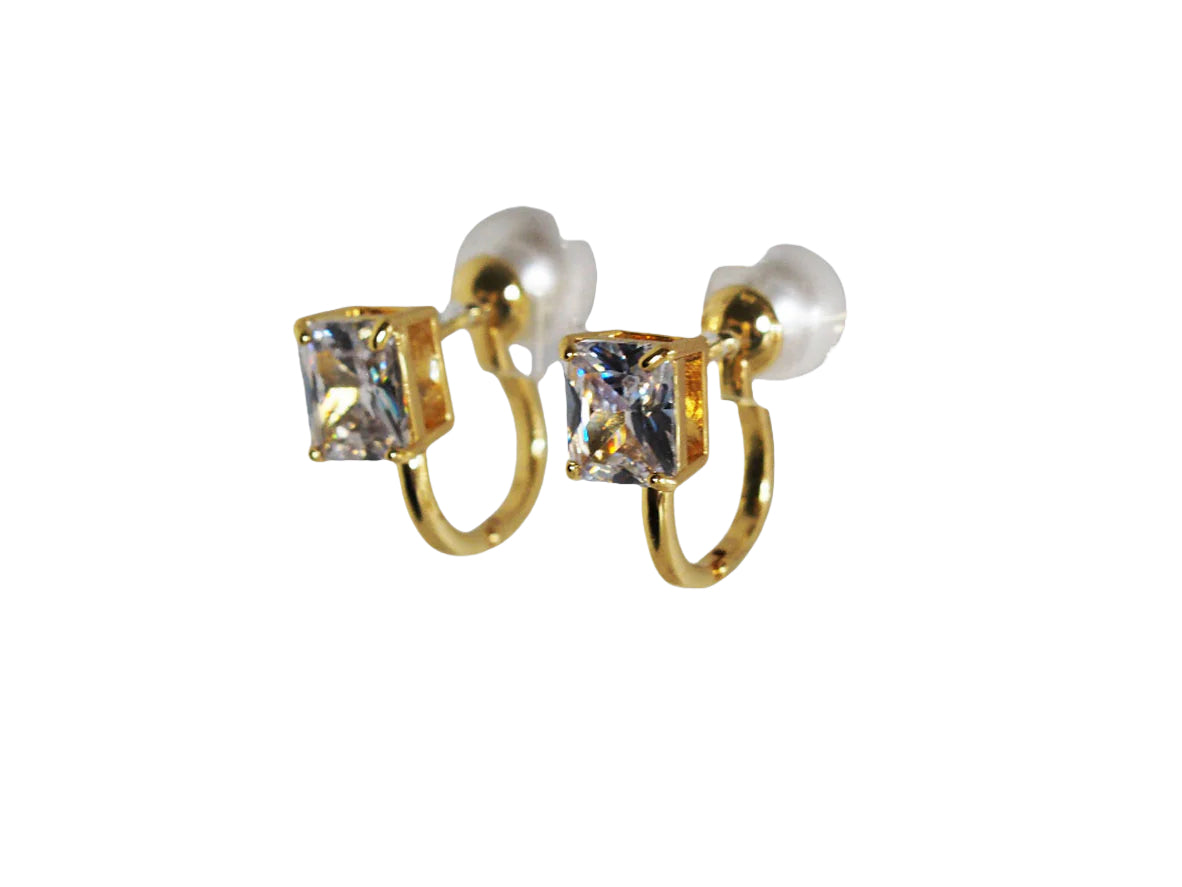 Huggies Zircon and Pearl Gold Plated 18k Earrings