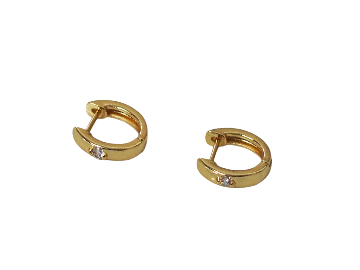 Huggies with zirconia -Gold plated 18k