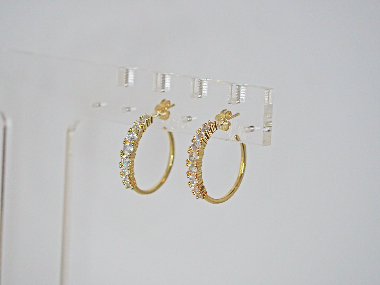 Hoops with White Zircons-Gold Plated 18k