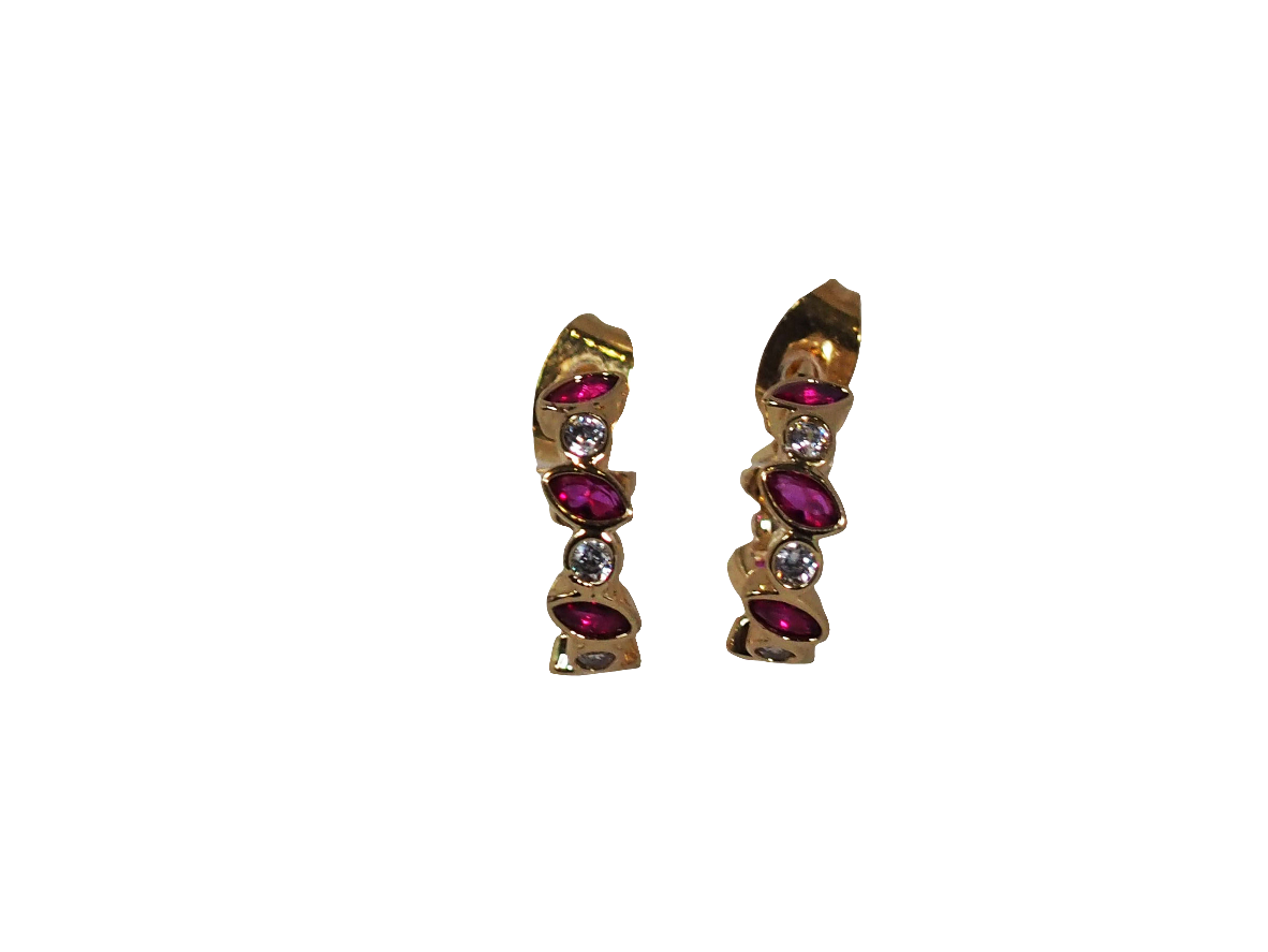 Hoops Shape of Drops Zircons of Color-Gold plated 18k