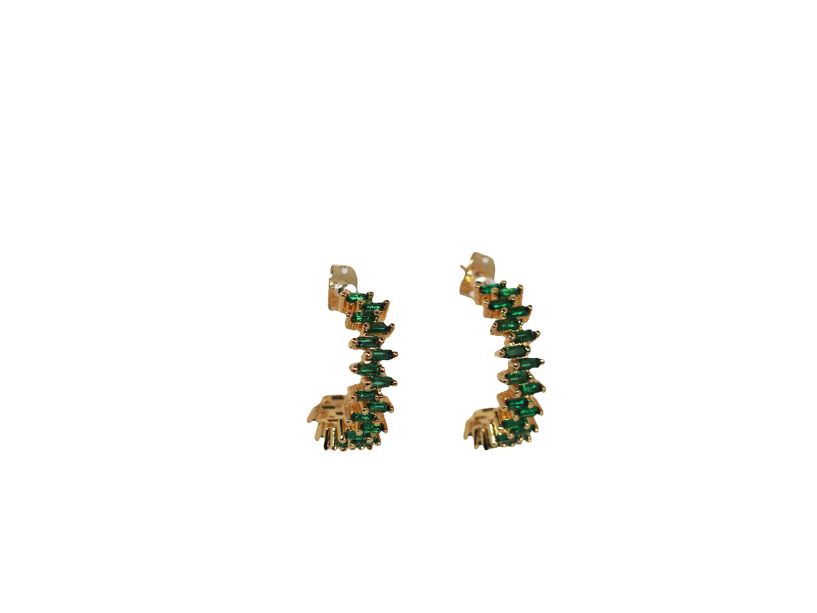 Hoop with Green Zirconia-Gold Plated 18k