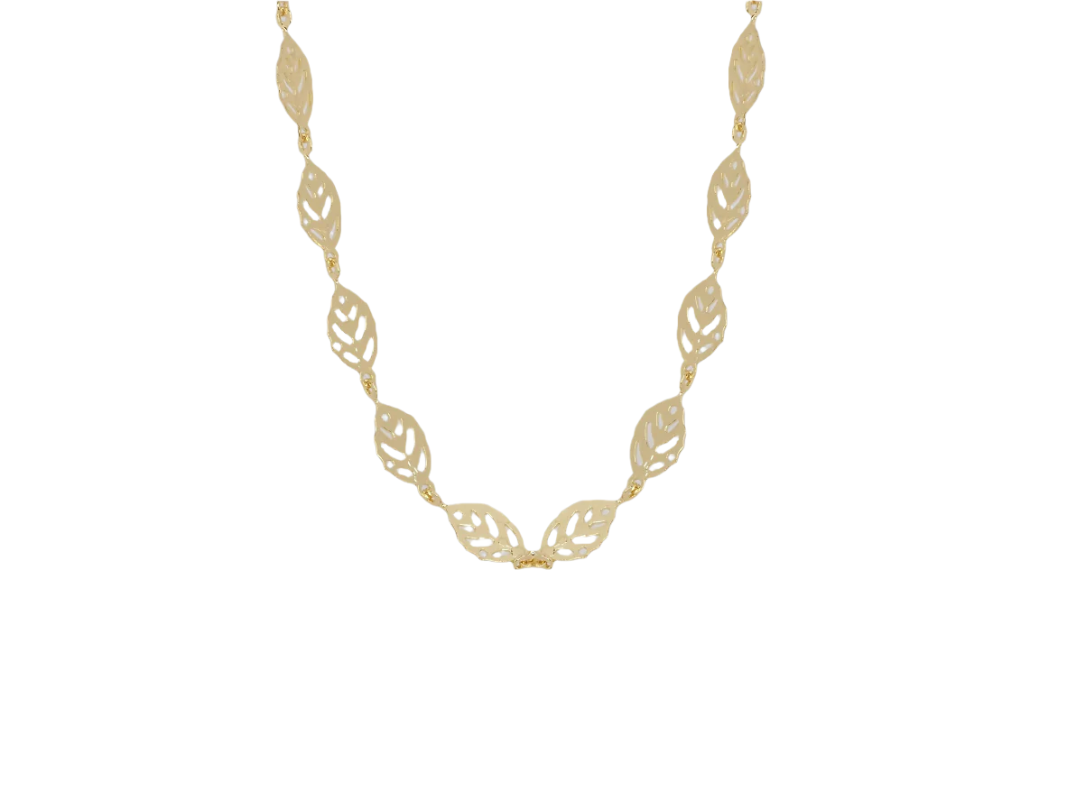 Leaf Link Necklace Gold Plated 18k