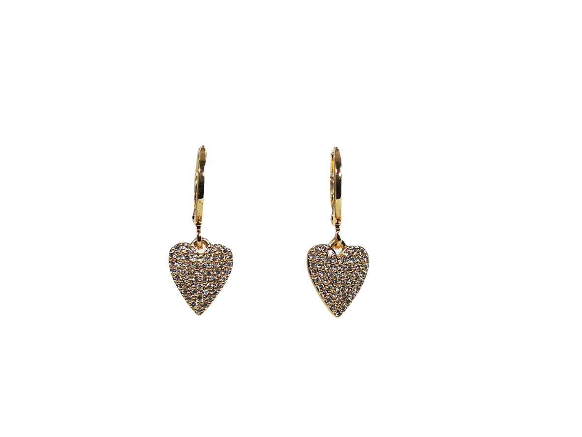 18k Gold Plated Heart Huggies with Zirconia