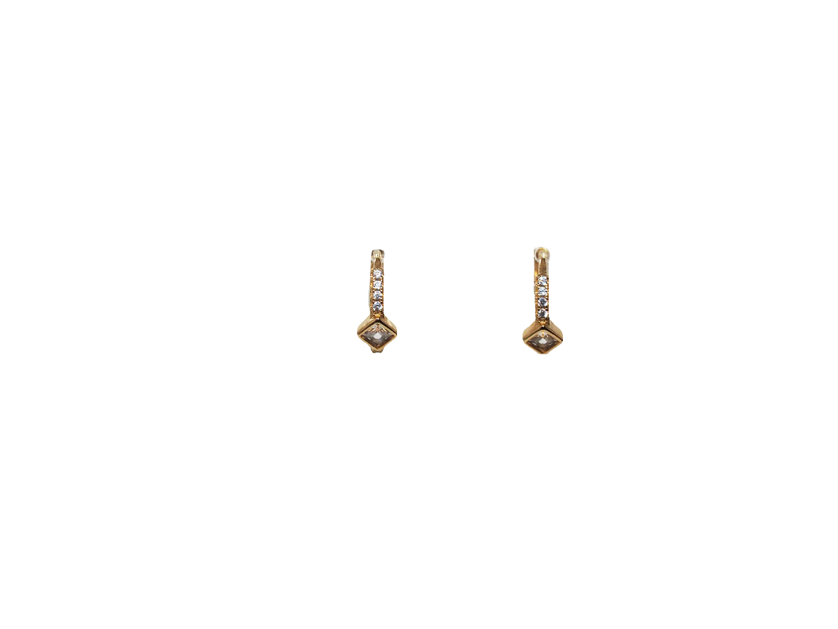 Huggies Mini Diamond Earrings with Zircons - Gold Plated 18k