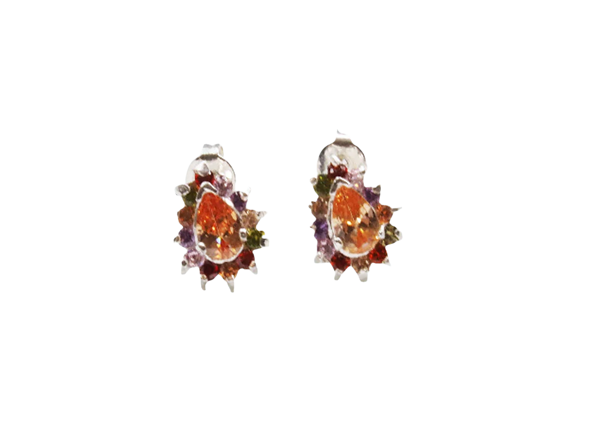 Earrings with Crystals in Colors - Sterling Silver 925