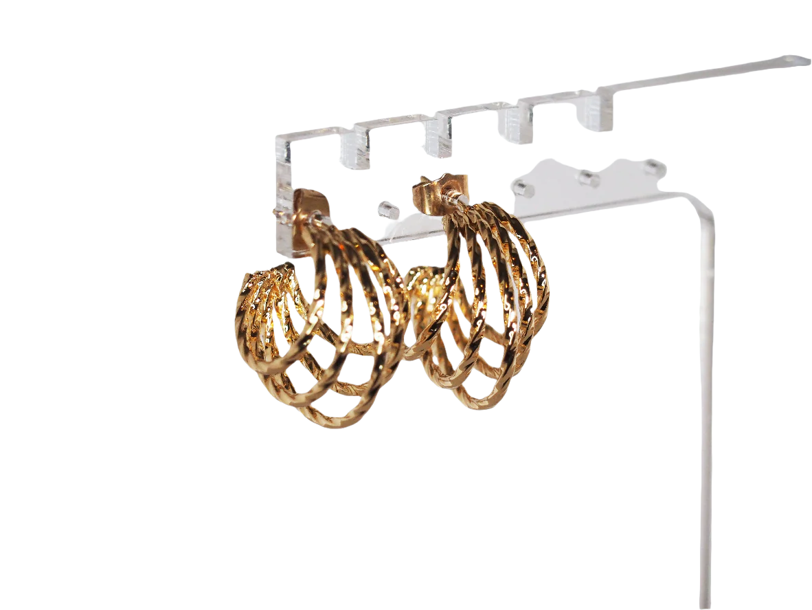 18K Gold-Plated Big Hoop Earrings with 5 Rings
