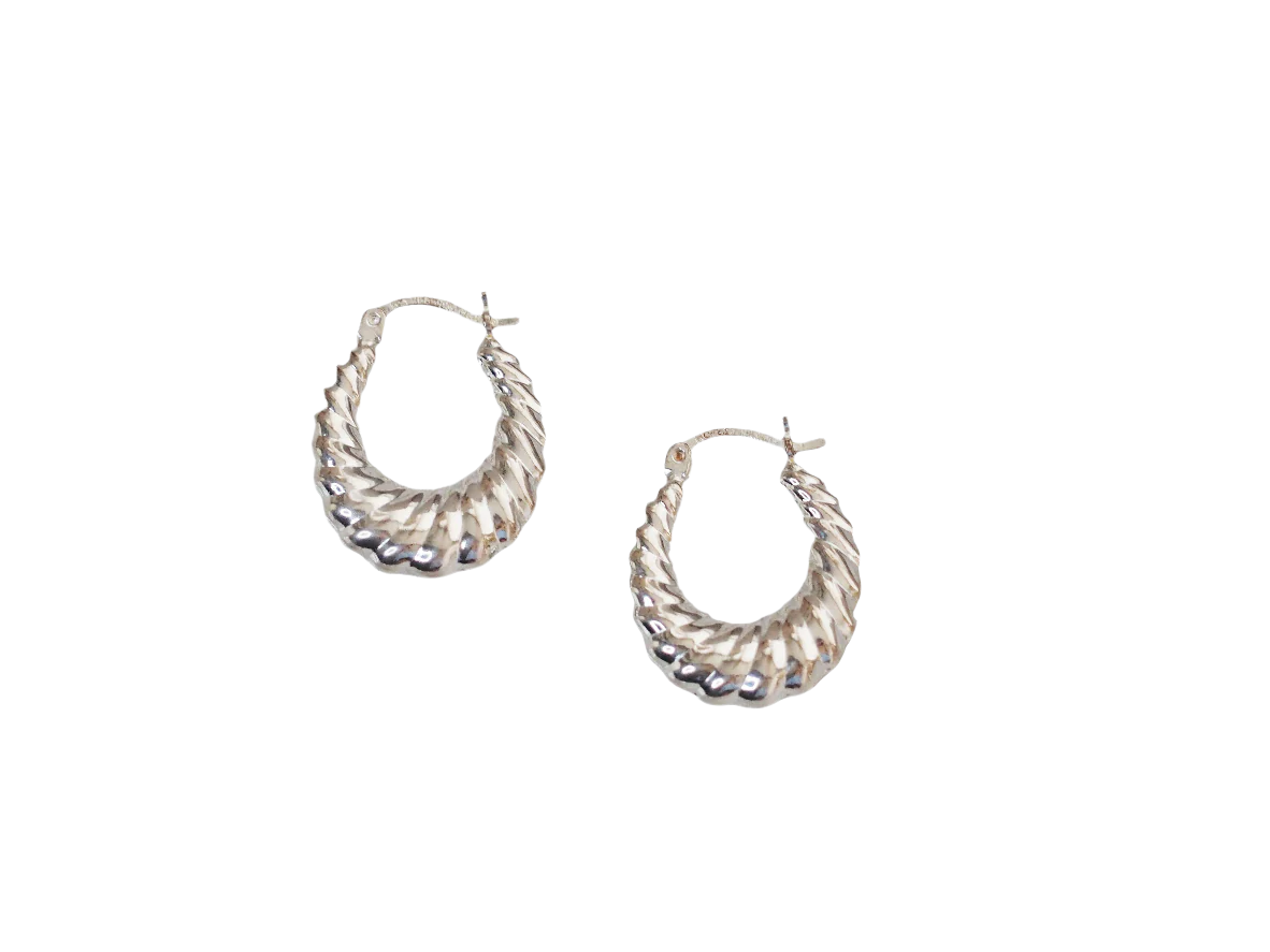Vintage Earrings - Sterling Silver 925 with Decorative Lines