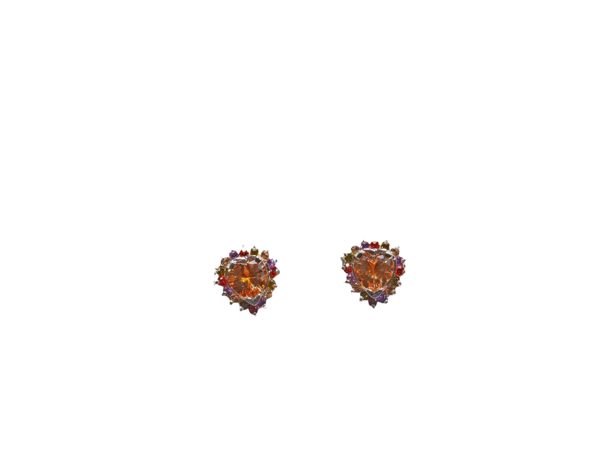 Heart Crystal Earrings - Sterling Silver 925