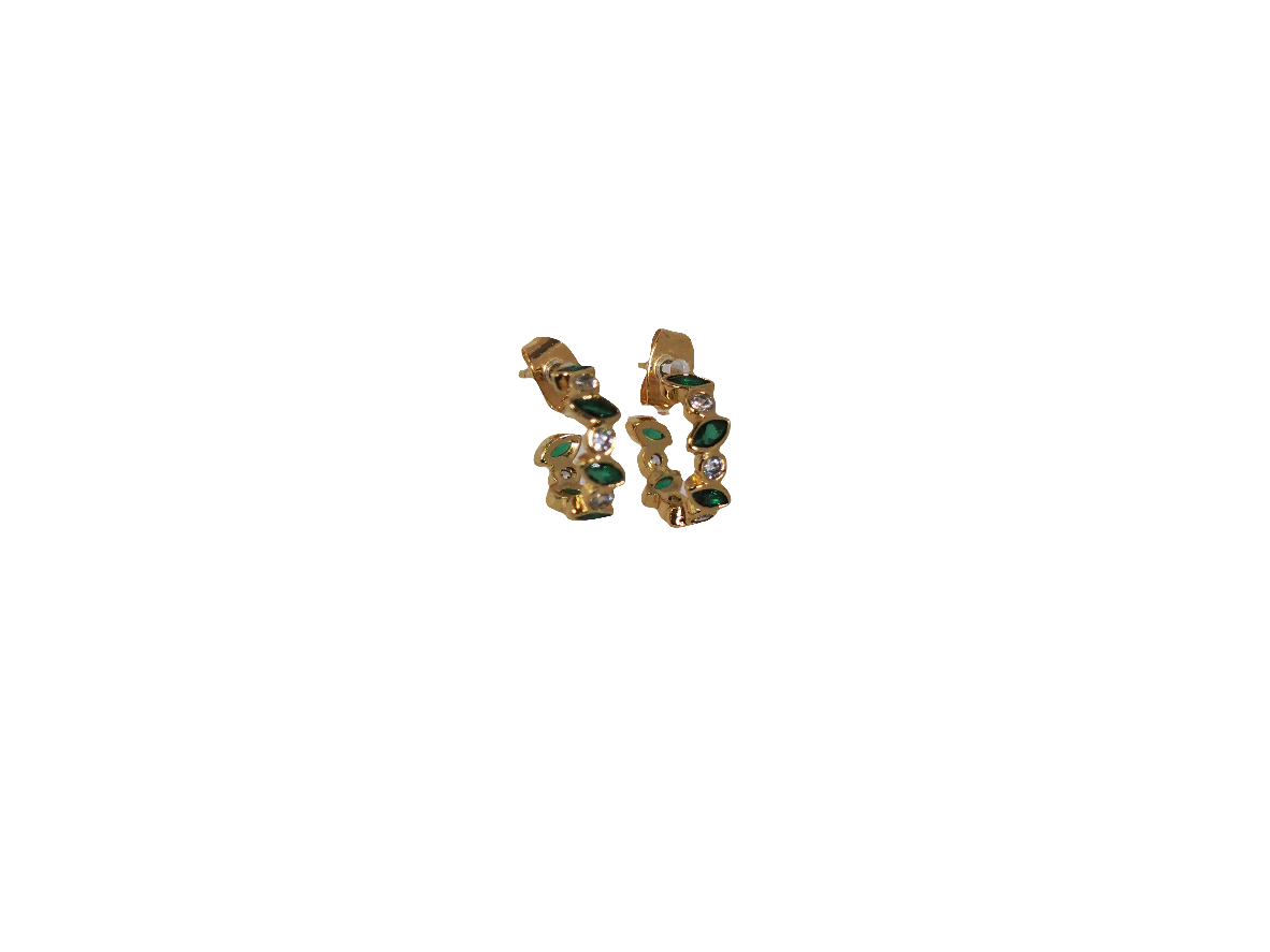 Hoops Shape of Drops Zircons of Color-Gold plated 18k