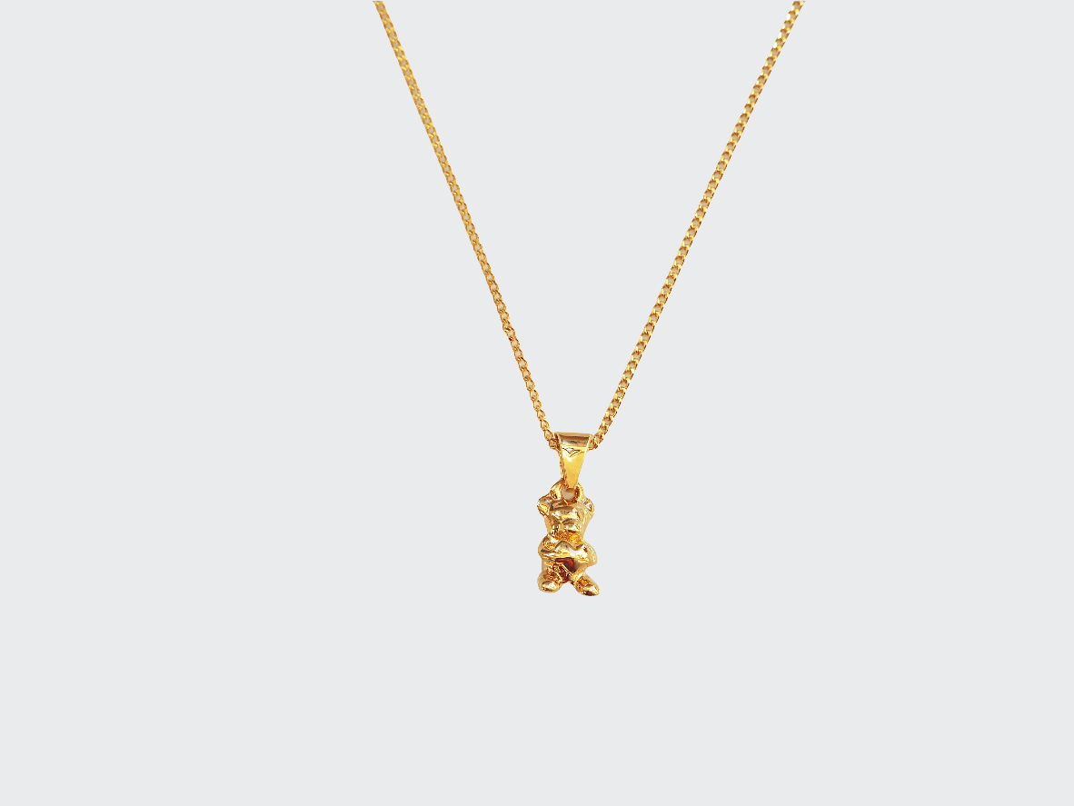 Bear with Heart Necklace| 22k Gold Plated