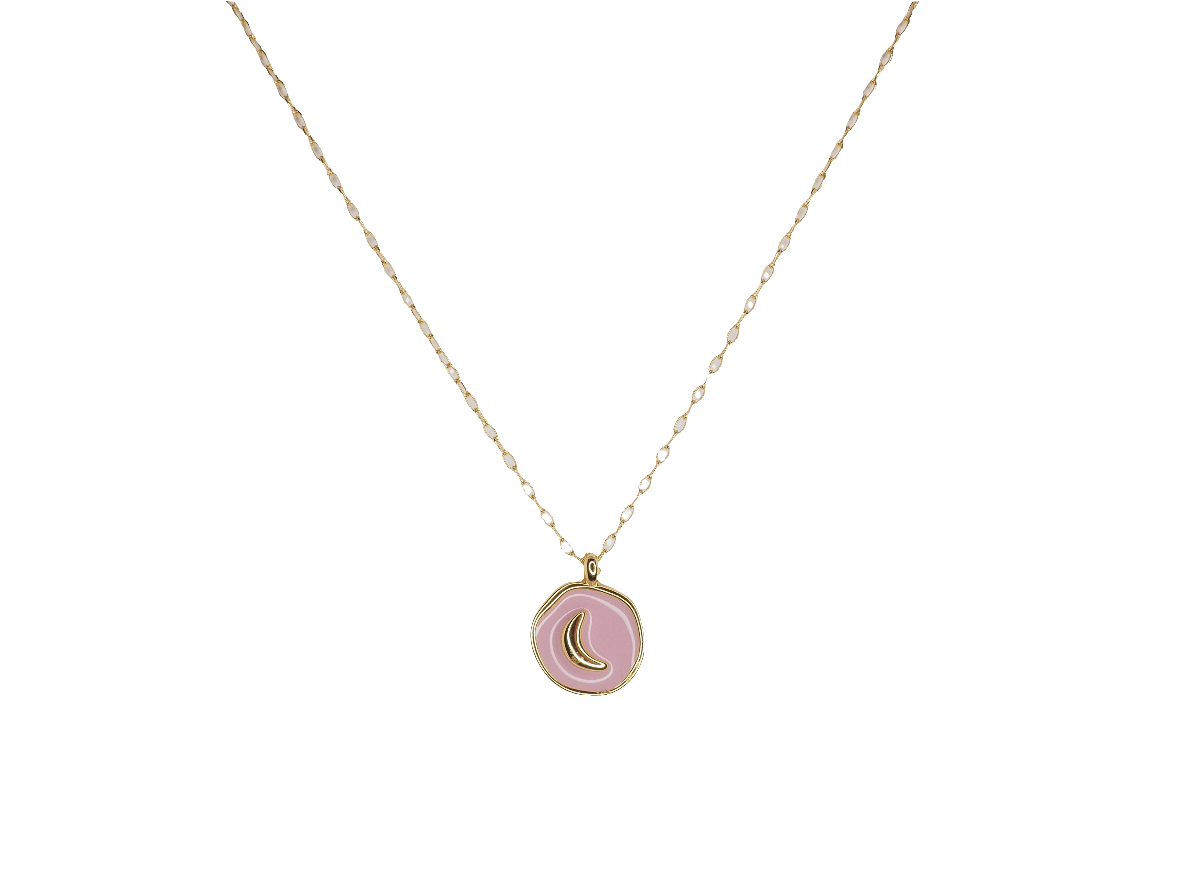 Gold Plated 18k Pink Moon Necklace