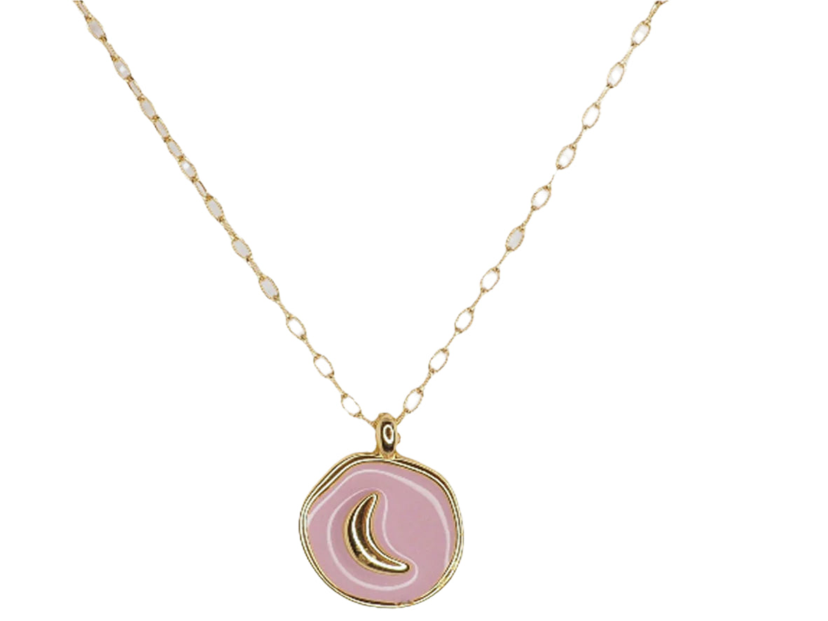 Gold Plated 18k Pink Moon Necklace