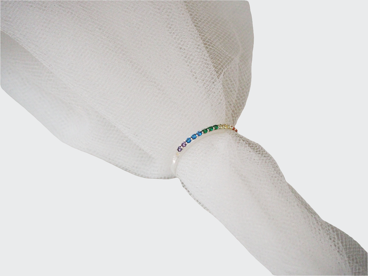 Rainbow Zirconia Ring Sterling Silver 925