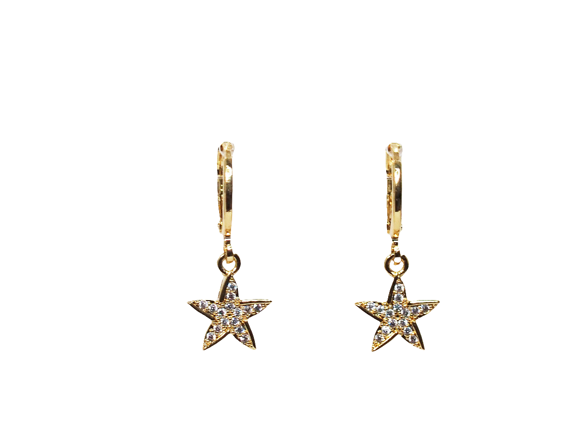 8k Gold Plated Starfish Huggies with Zirconia