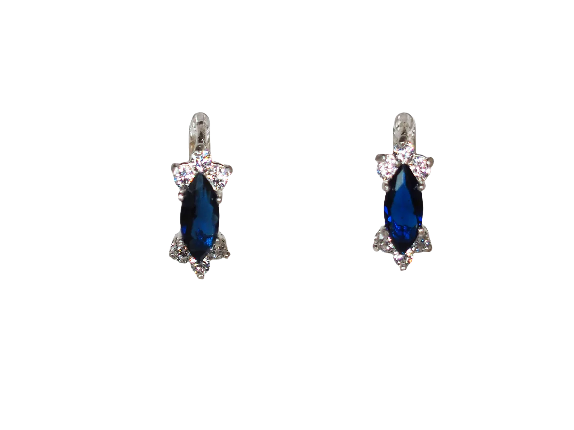 Blue Huggies with Zirconia - Sterling Silver 925