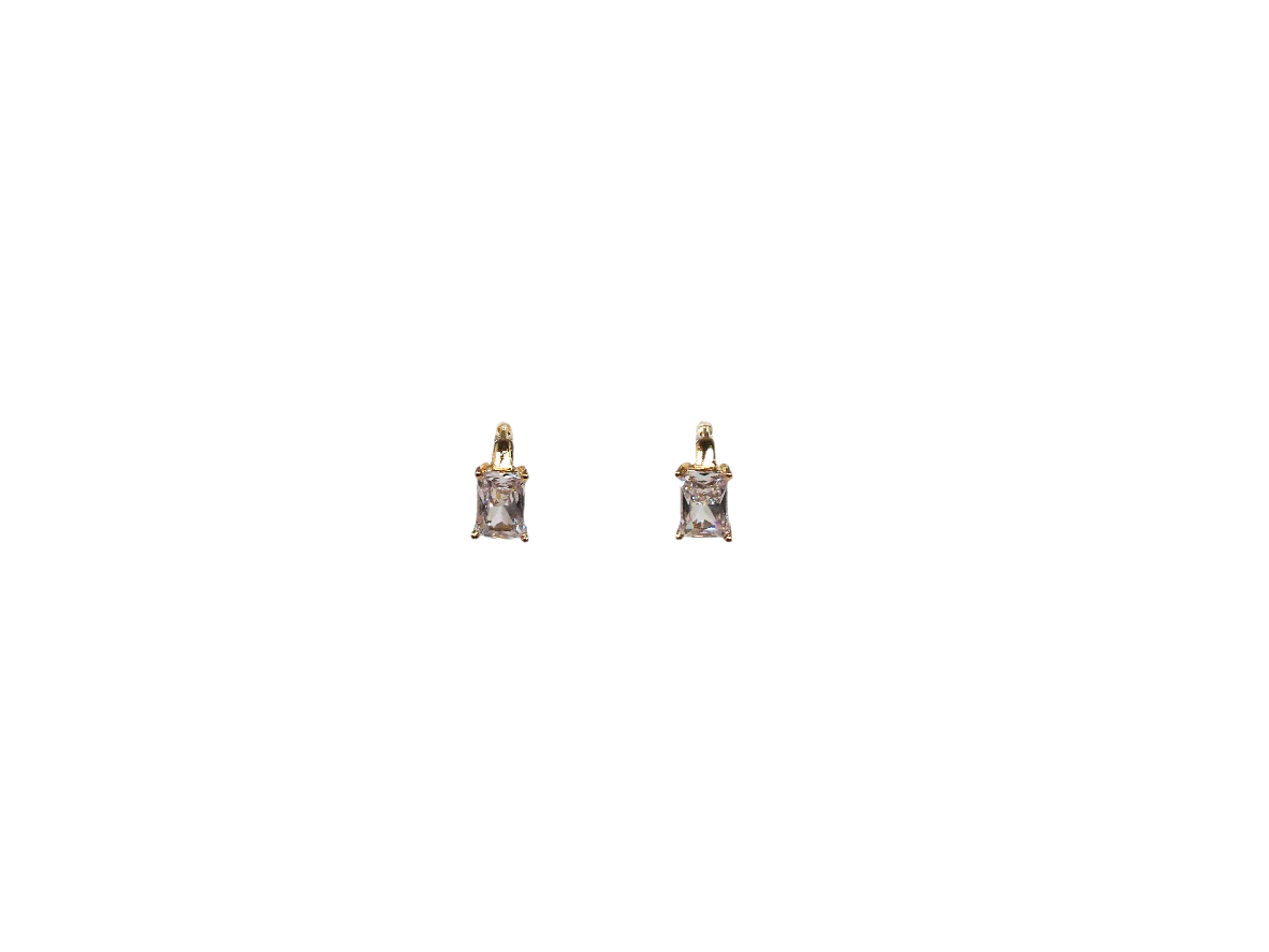 Huggies Square Zircon Earrings - Gold Plated 18k