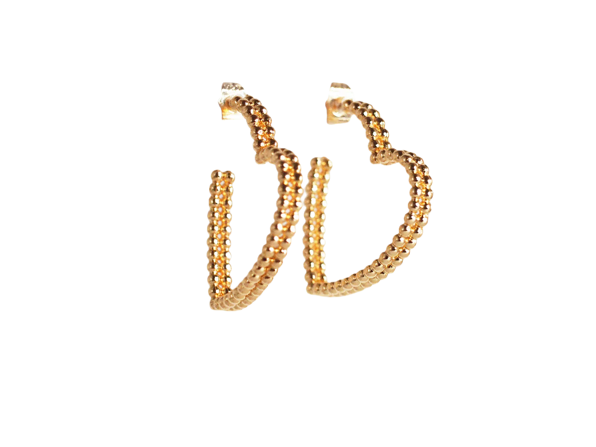 Heart-Shaped Hoops - Gold Plated 18k