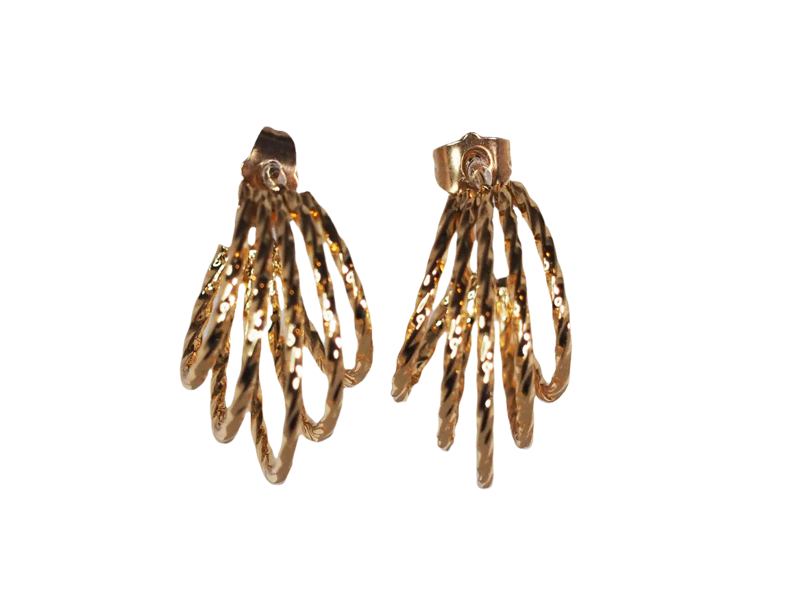 18K Gold-Plated Big Hoop Earrings with 5 Rings