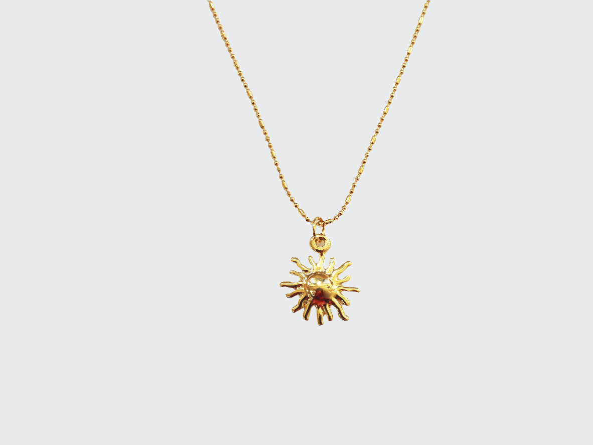 Sun Pendant Necklace Gold Plated 22k