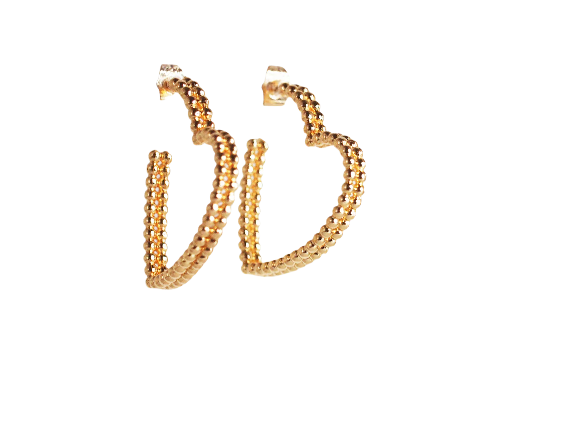 Heart-Shaped Hoops - Gold Plated 18k
