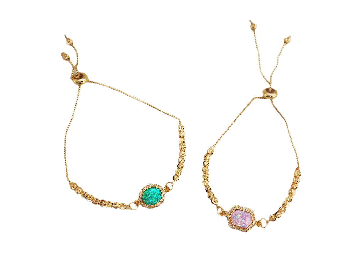 Adjustable Crystal & Color Stone Bracelet
