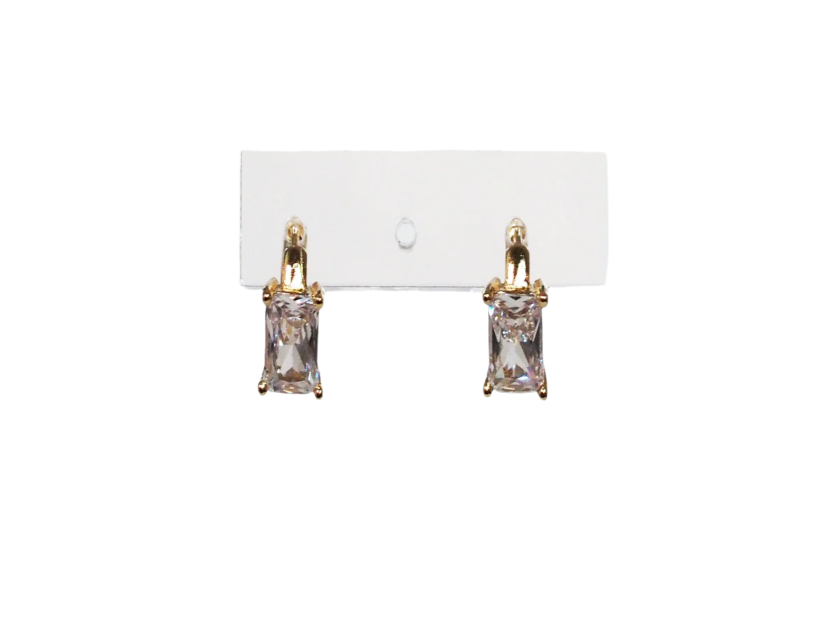 Huggies Square Zircon Earrings - Gold Plated 18k
