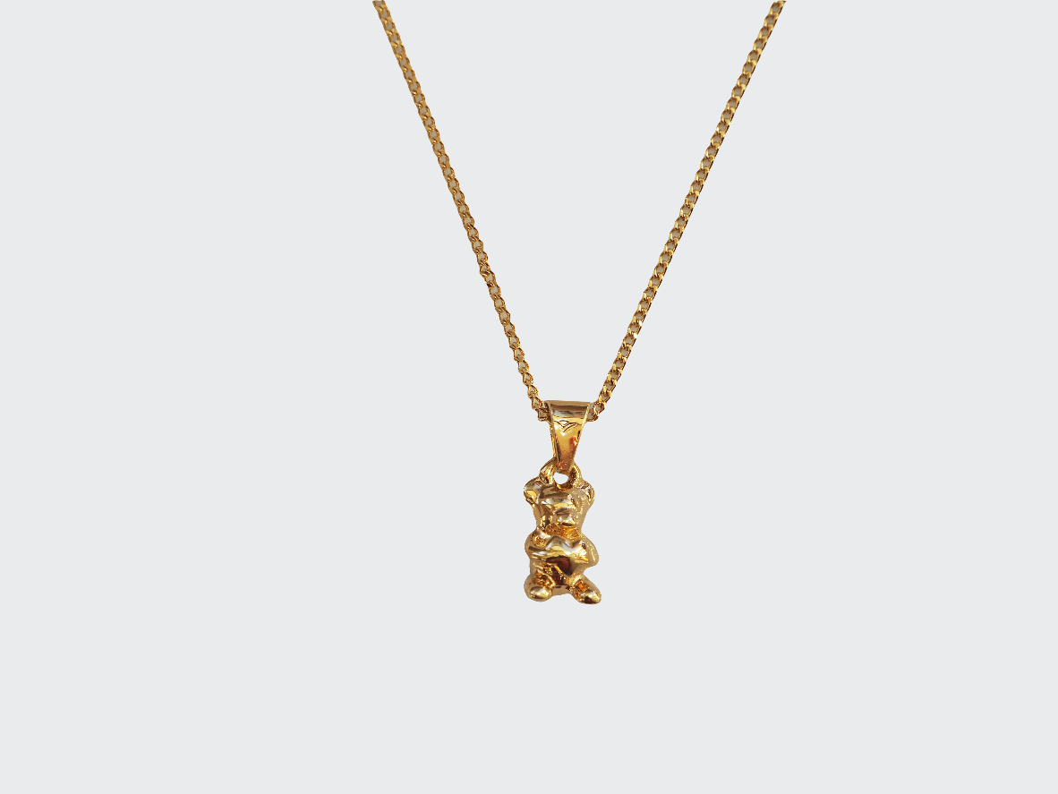 Bear with Heart Necklace| 22k Gold Plated