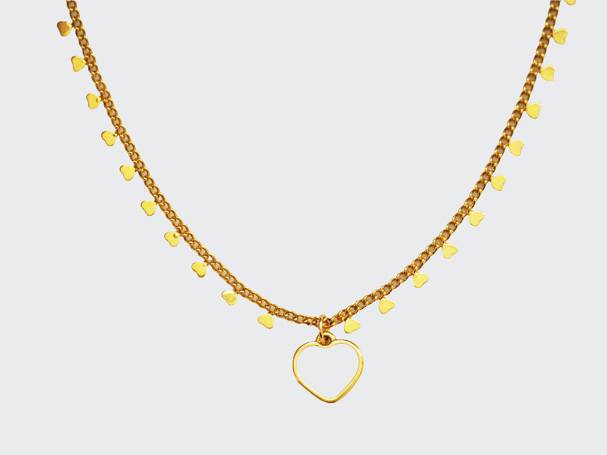 Gold Plated Heart Necklace with White Heart Pendant