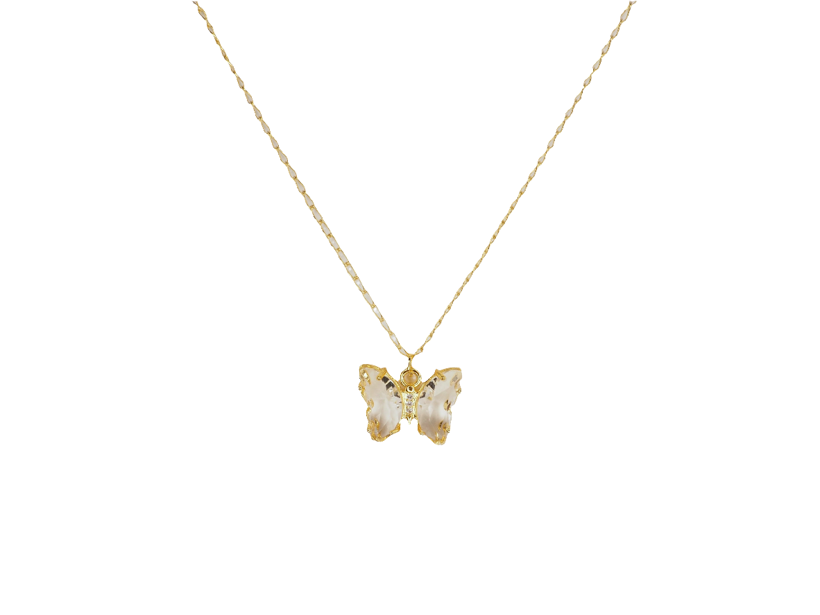 Crystal Butterfly Necklace Gold Plated 18k