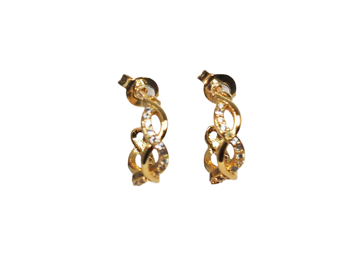 18k Gold Plated Hoops Chain with Zirconia